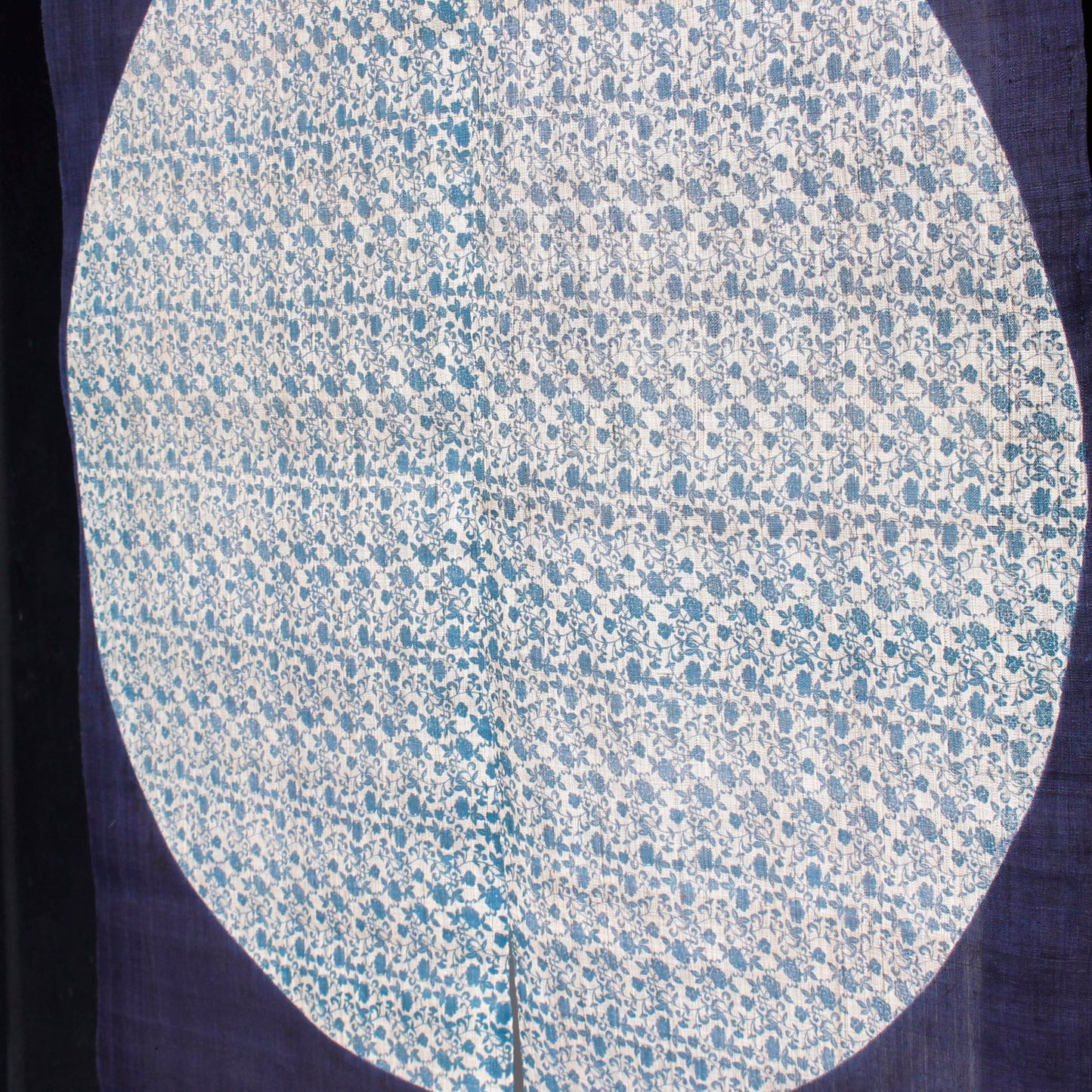 Japanese Curtain (Noren) / Ramie / Circle-Flower-Arabesque / Navy / W90xH120cm