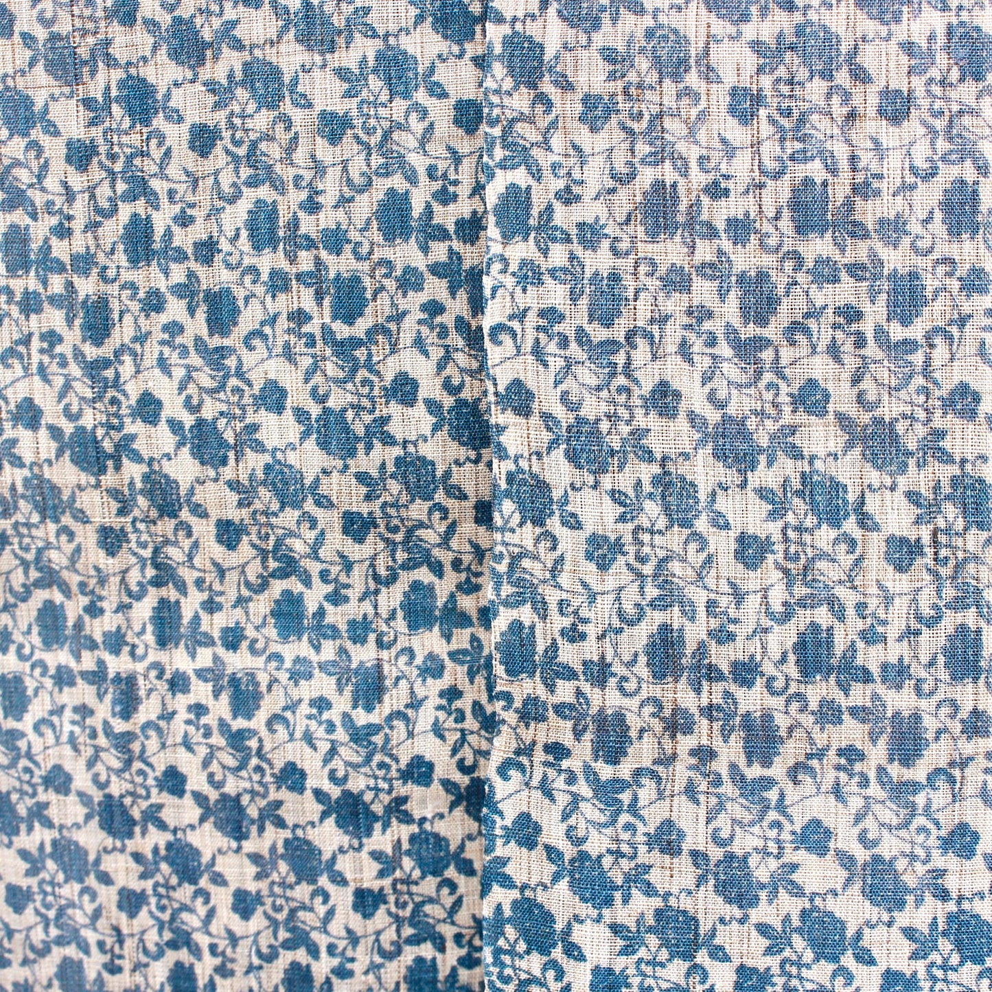 Japanese Curtain (Noren) / Ramie / Circle-Flower-Arabesque / Navy / W90xH120cm