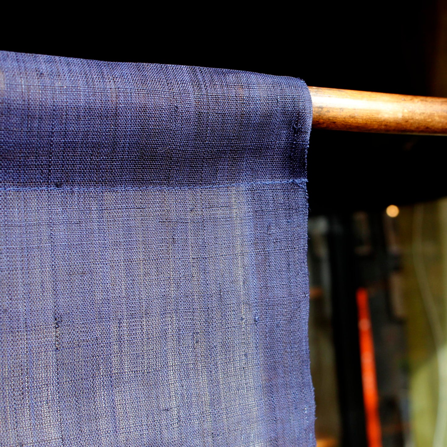 Japanese Curtain (Noren) / Ramie / Circle-Flower-Arabesque / Navy / W90xH120cm