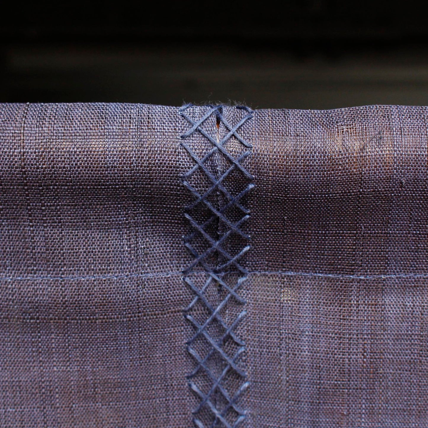 Japanese Curtain (Noren) / Ramie / Circle-Flower-Arabesque / Navy / W90xH120cm