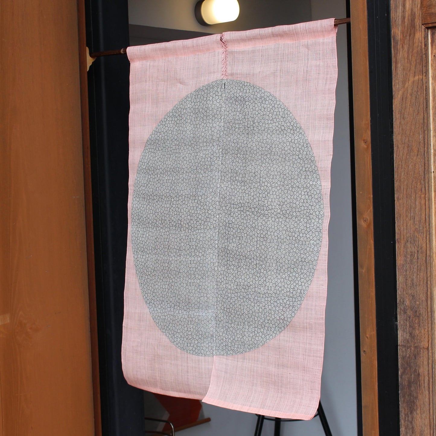 Japanese Curtain (Noren) / Ramie / Circle-Cherry-Blossom / Pink / W90xH120cm
