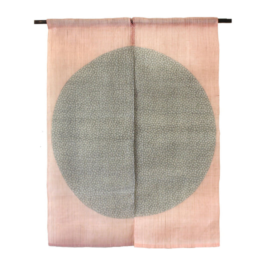 Japanese Curtain (Noren) / Ramie / Circle-Cherry-Blossom / Pink / W90xH120cm