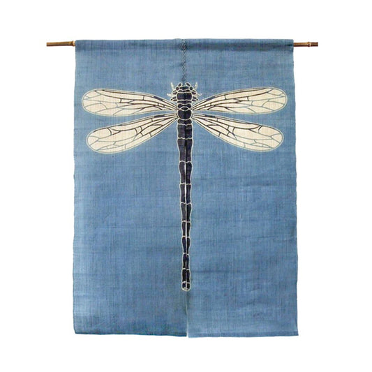 Japanese Curtain (Noren) / Ramie / Dragonfly /  Blue  / W90xH120cm