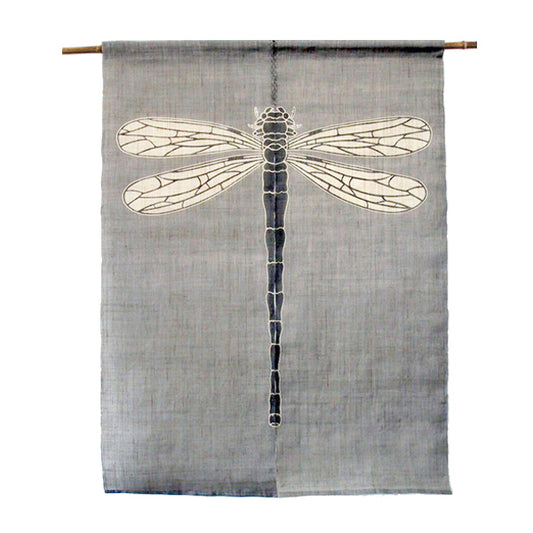Japanese Curtain (Noren) / Ramie / Dragonfly /  Grey / W90xH120cm