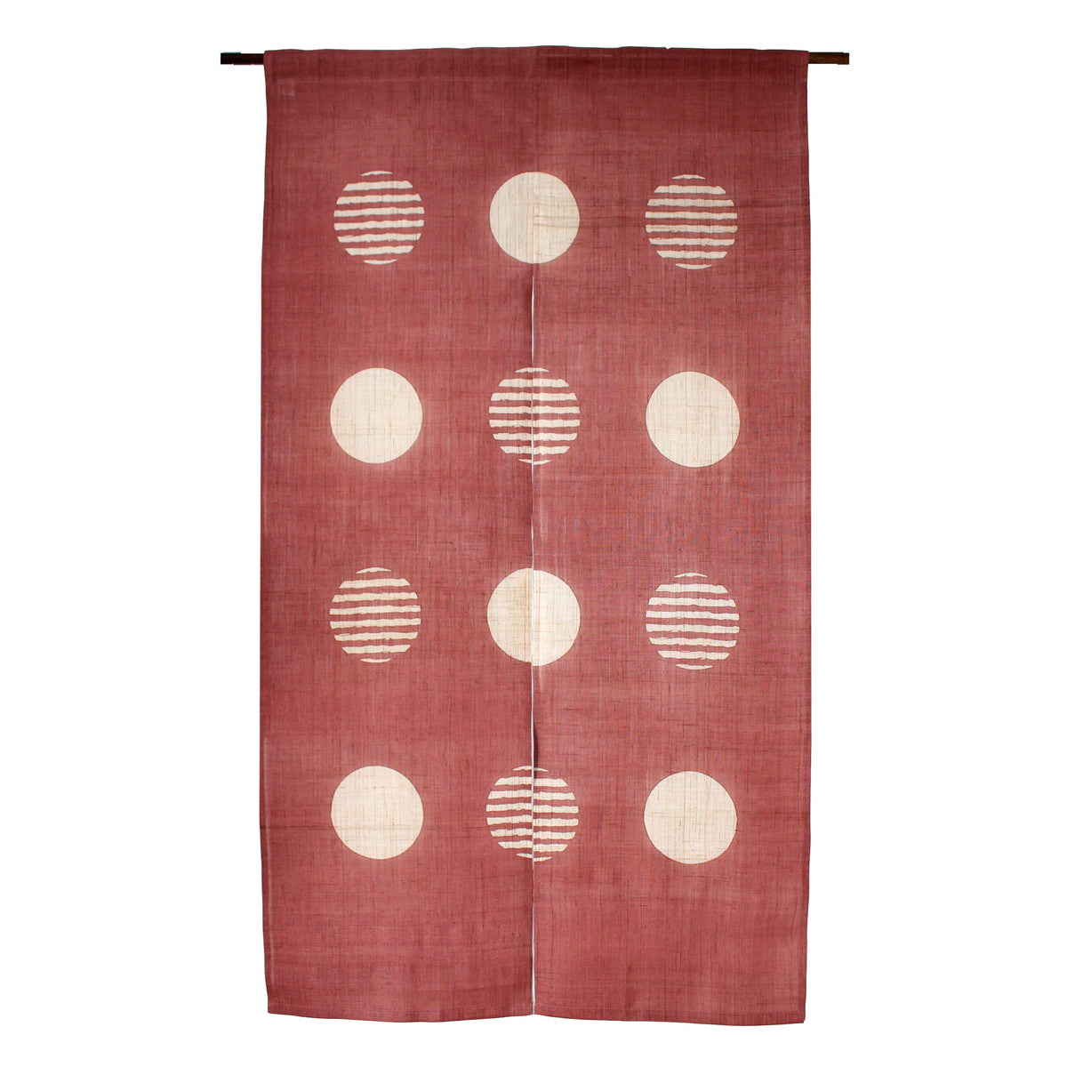 Japanese Curtain (Noren) / Ramie / Circle-Modern / Dark Red / W84xH150cm