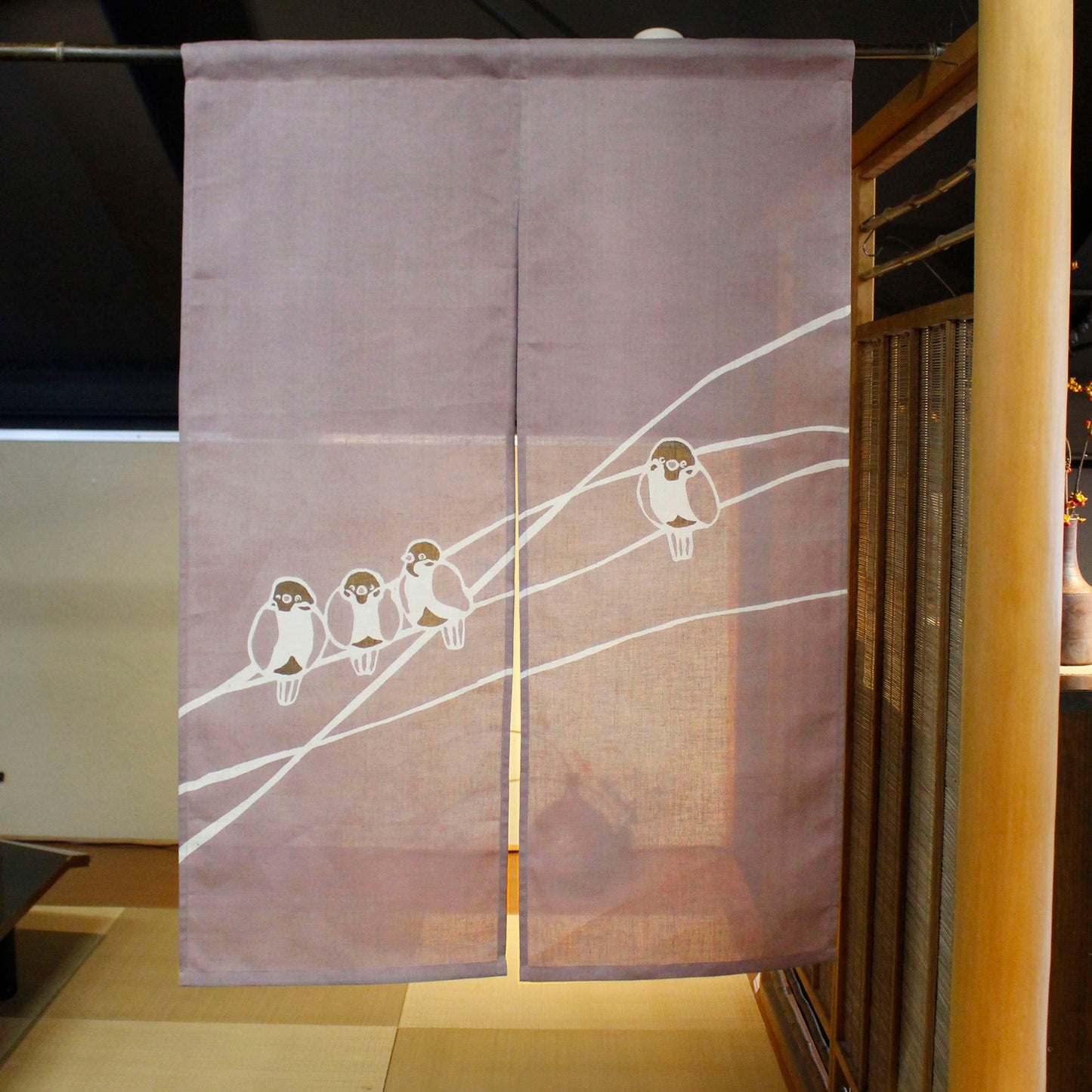 Japanese Curtain (Noren) / Ramie / Sparrow / Reddish gray / W84xH120cm