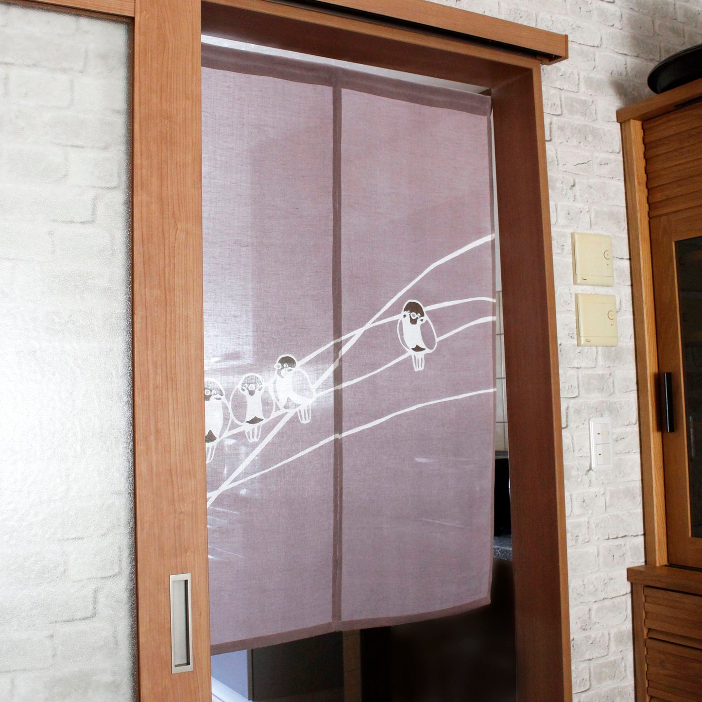 Japanese Curtain (Noren) / Ramie / Sparrow / Reddish gray / W84xH120cm