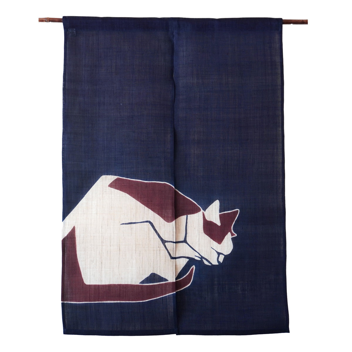 Japanese Curtain (Noren) / Ramie / Cat / Indigo / W84xH120cm