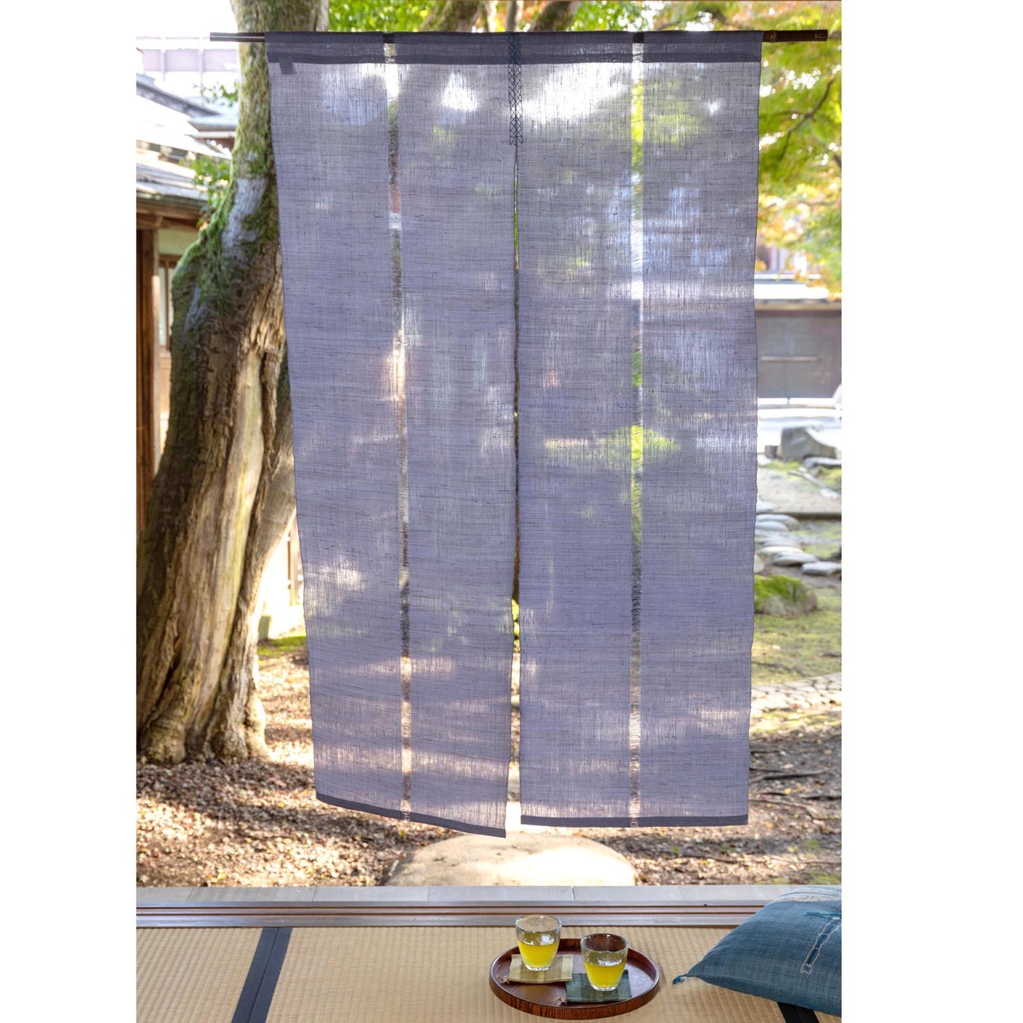 Japanese Curtain (Noren) / Ramie / IONO-Woven/ Plain Blue / W90xH150cm