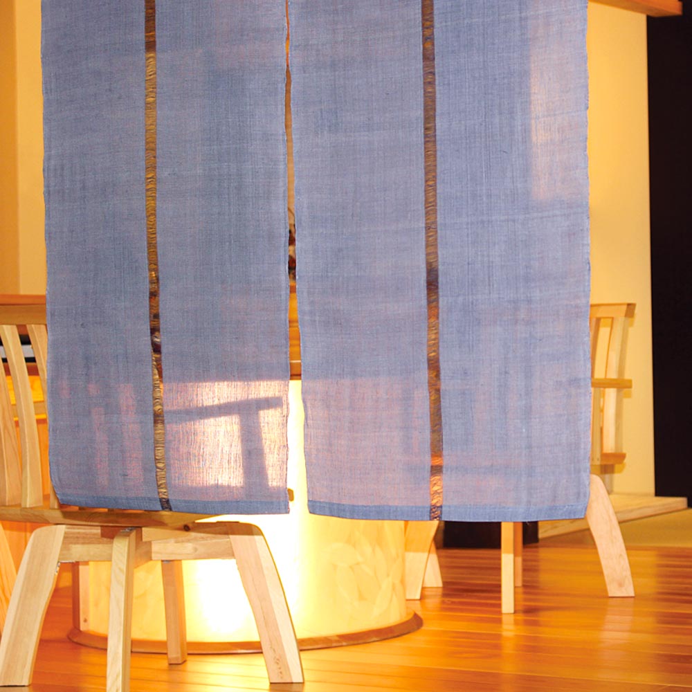 Japanese Curtain (Noren) / Ramie / IONO-Woven/ Plain Blue / W90xH150cm