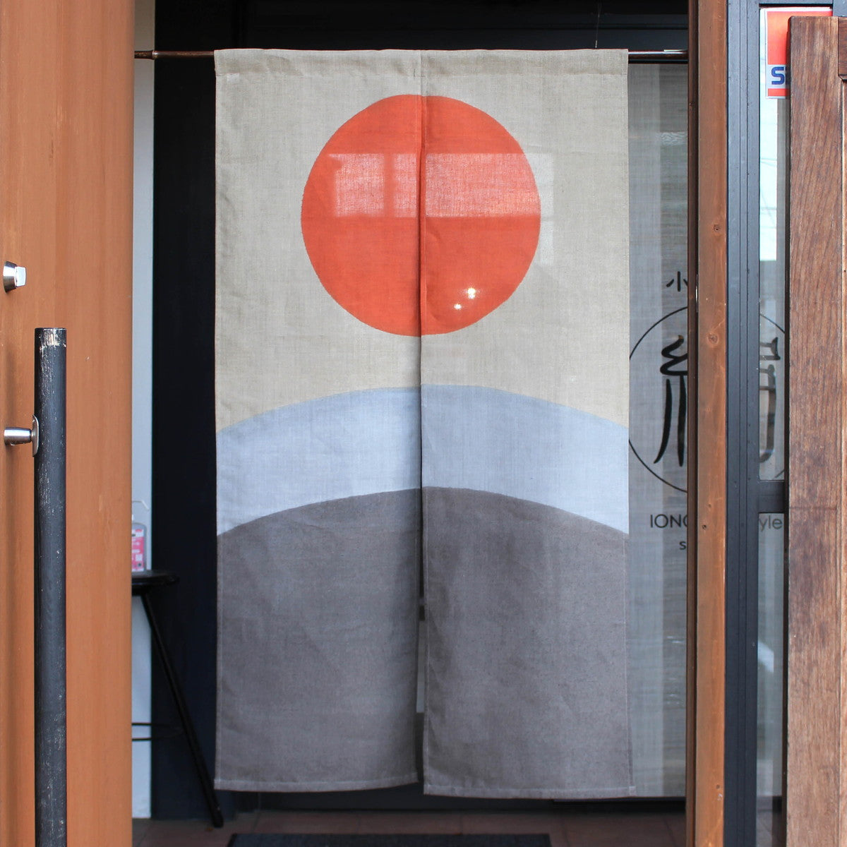 Japanese Curtain (Noren) / Ramie / Hino-De-Koku(Land of the rising sun) / Gray / W84xH150cm