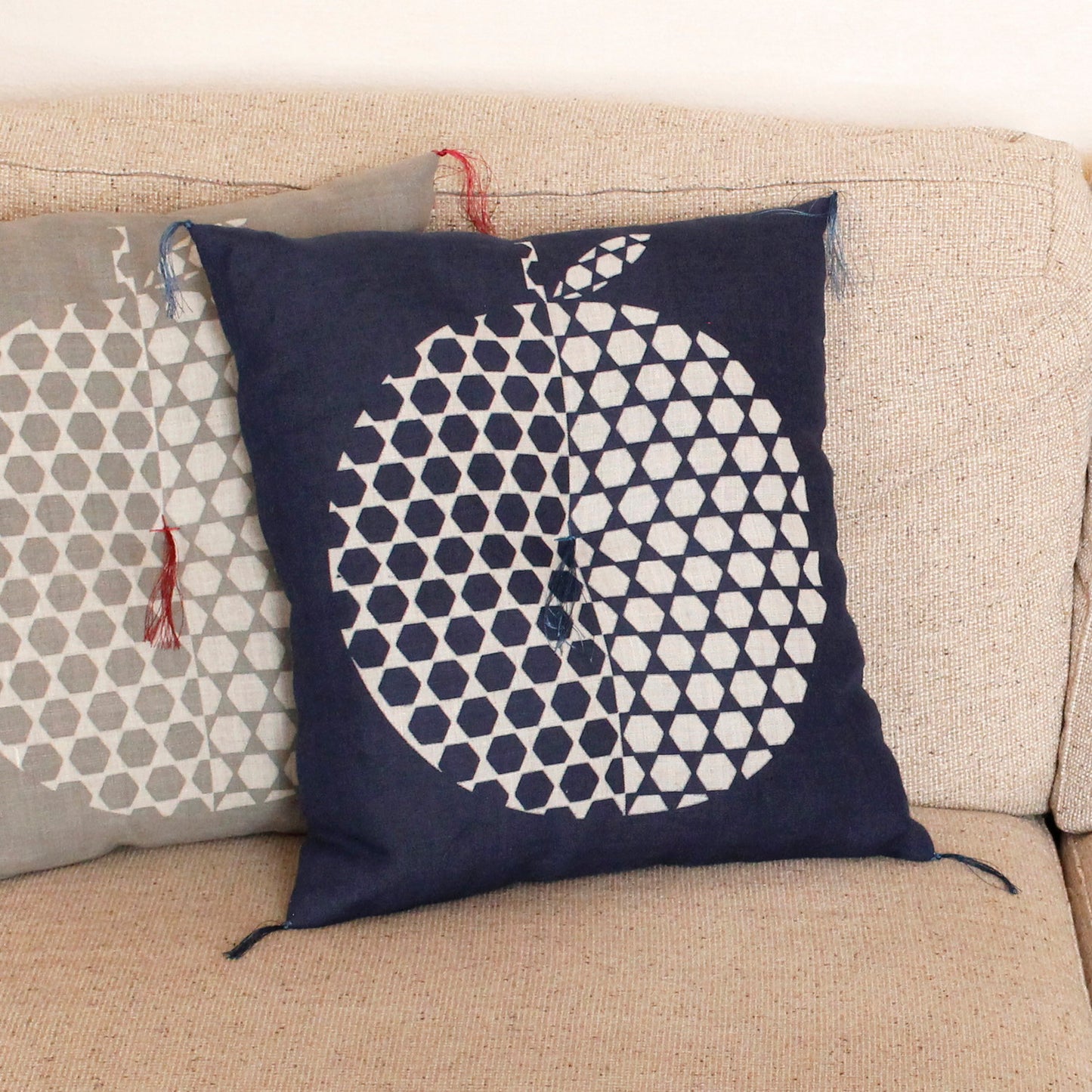 Zabuton (Japanese Cushion) / Turtle-Shell-Apple / Navy / W42xH45cm