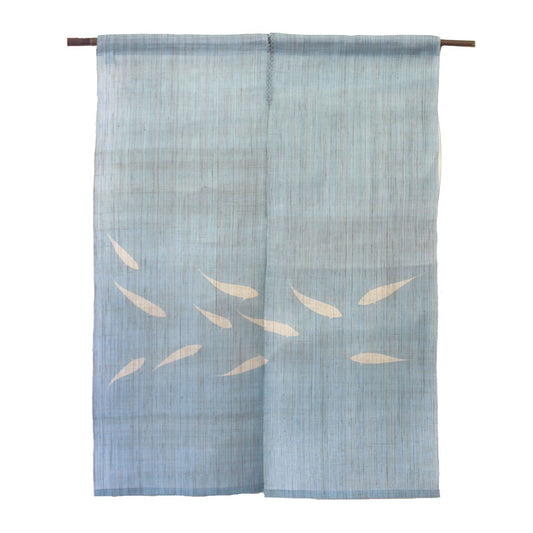 Japanese Curtain (Noren) / Ramie / Sweetfish/ Light Blue / W90xH120cm