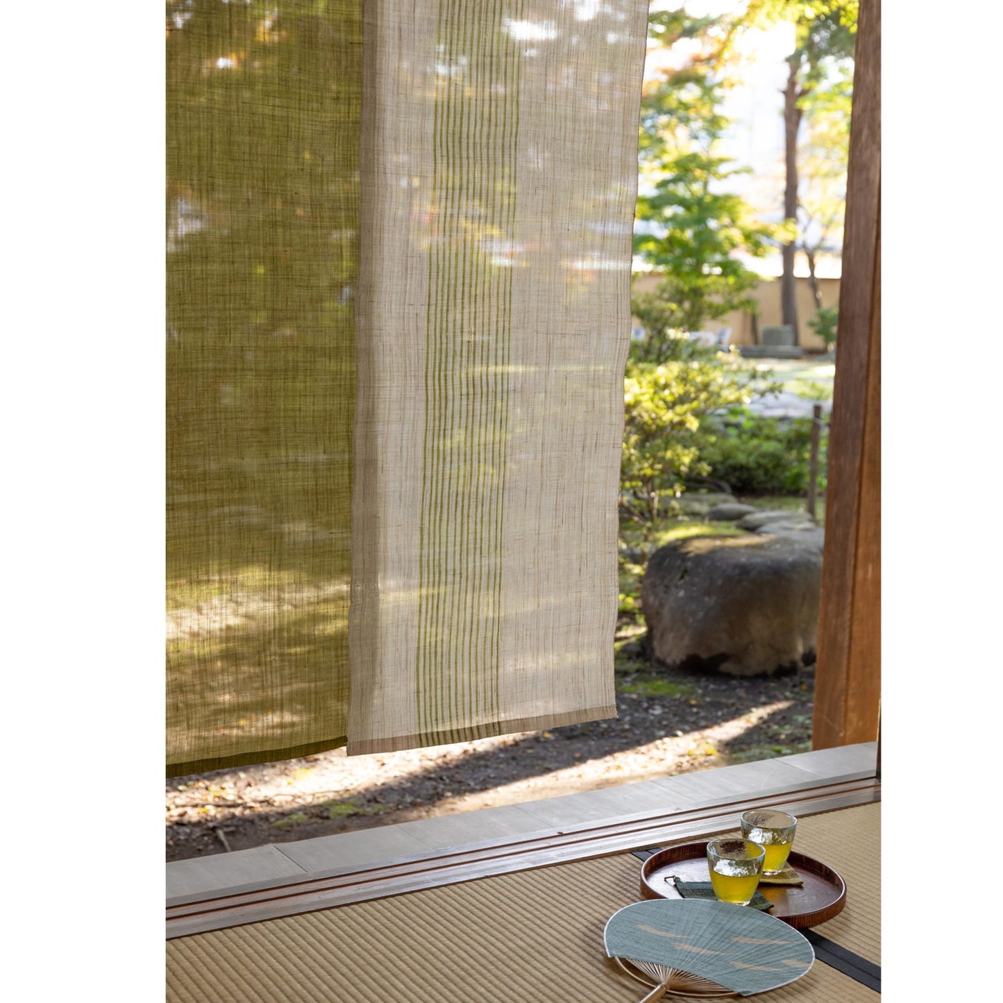 Japanese Curtain (Noren) / Ramie / 13 Lines / Green / W84xH150cm