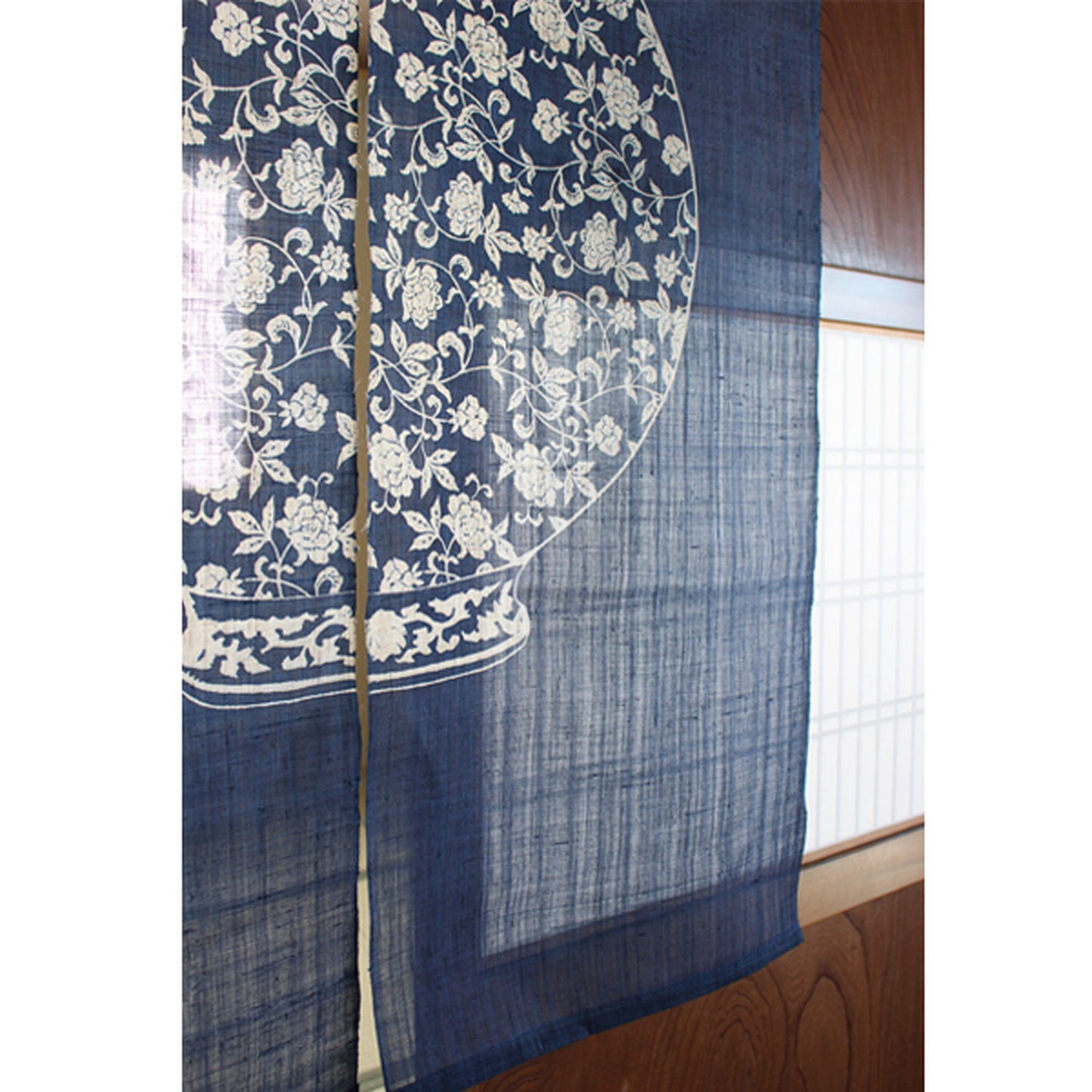 Japanese Curtain (Noren) / Ramie / Vase / Navy / W90xH120cm