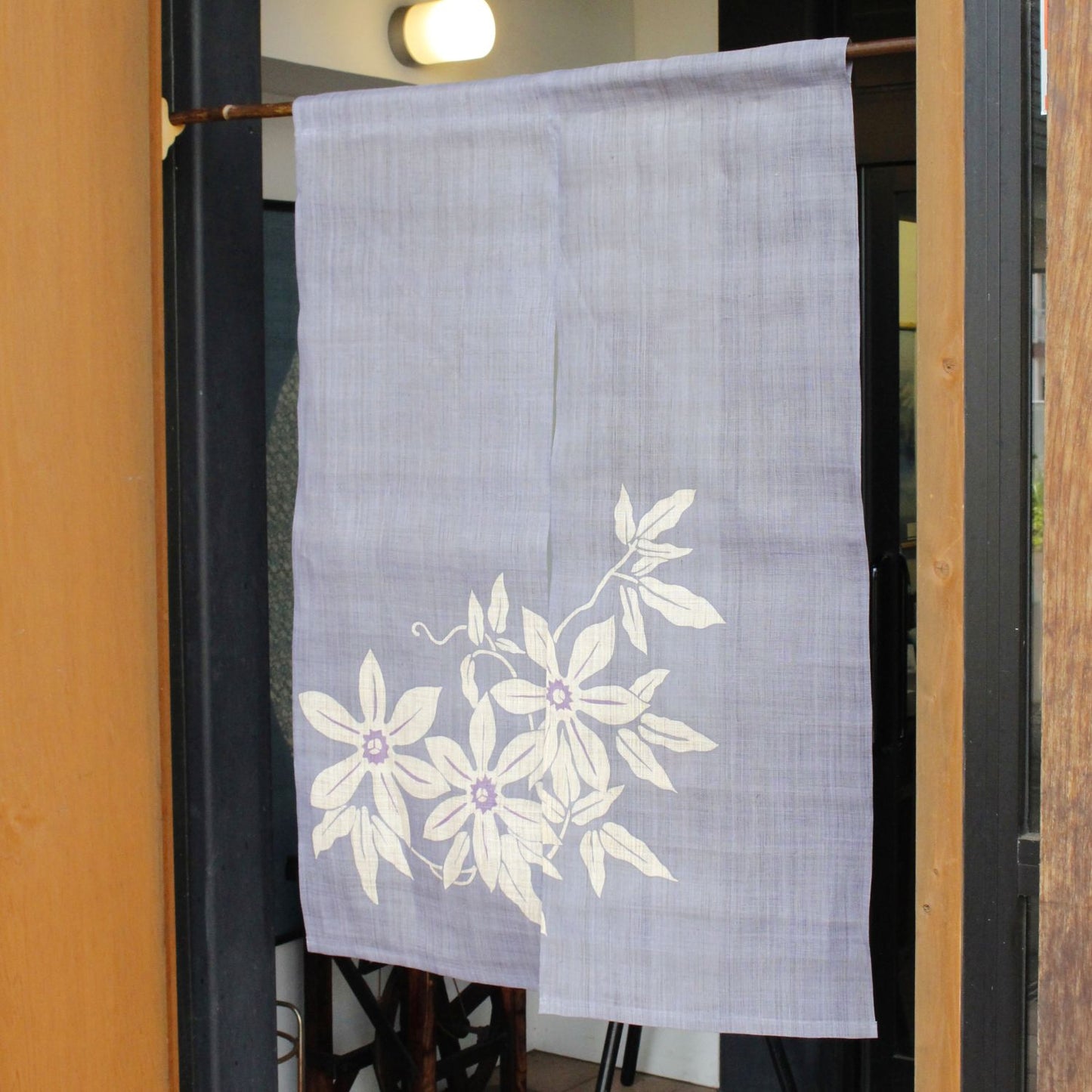 Japanese Curtain (Noren) / Ramie / Clematis / Light Blue / W84xH120cm