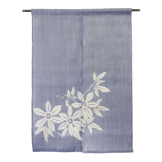 Japanese Curtain (Noren) / Ramie / Clematis / Light Blue / W84xH120cm