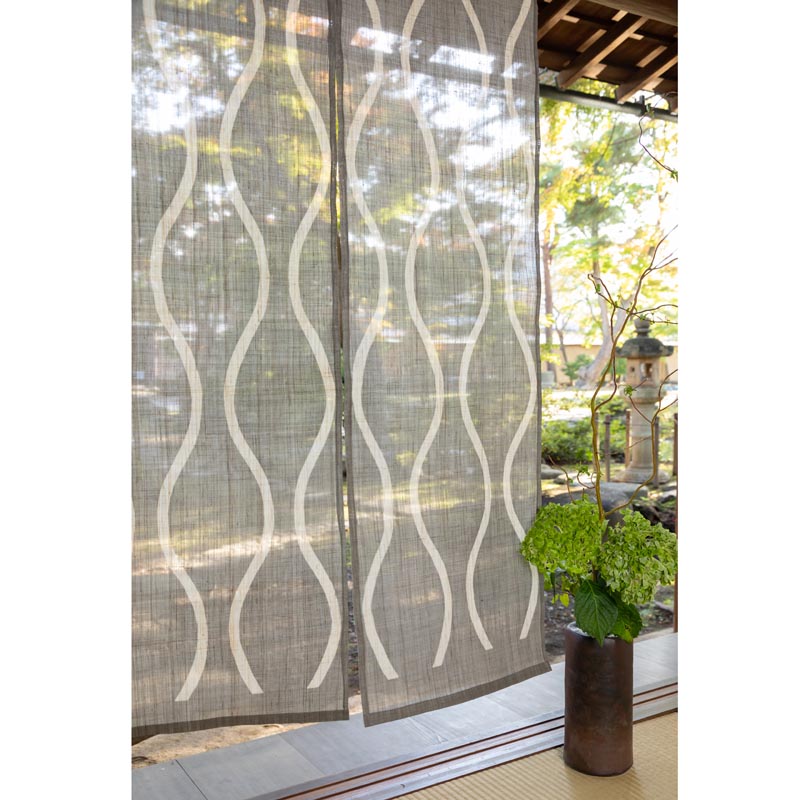 Japanese Curtain (Noren) / Ramie / Tatewaku / Grey / W84xH150cm
