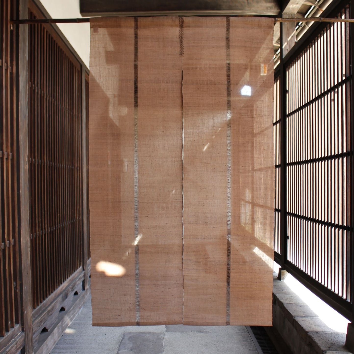 Japanese Curtain (Noren) / Ramie / IONO-Woven/ Plain Brown / W90xH150cm