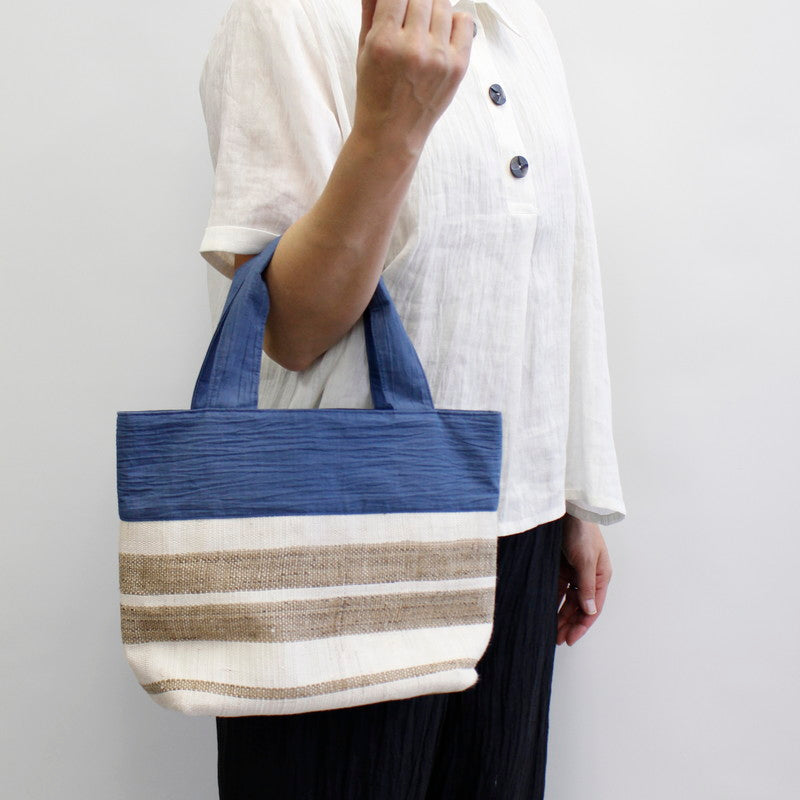 Tote Bag / Ramie / Striped pattern / Navy
