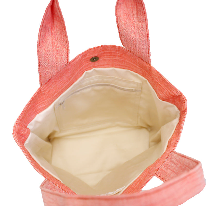 Tote Bag / Ramie / Striped pattern / Scarlet