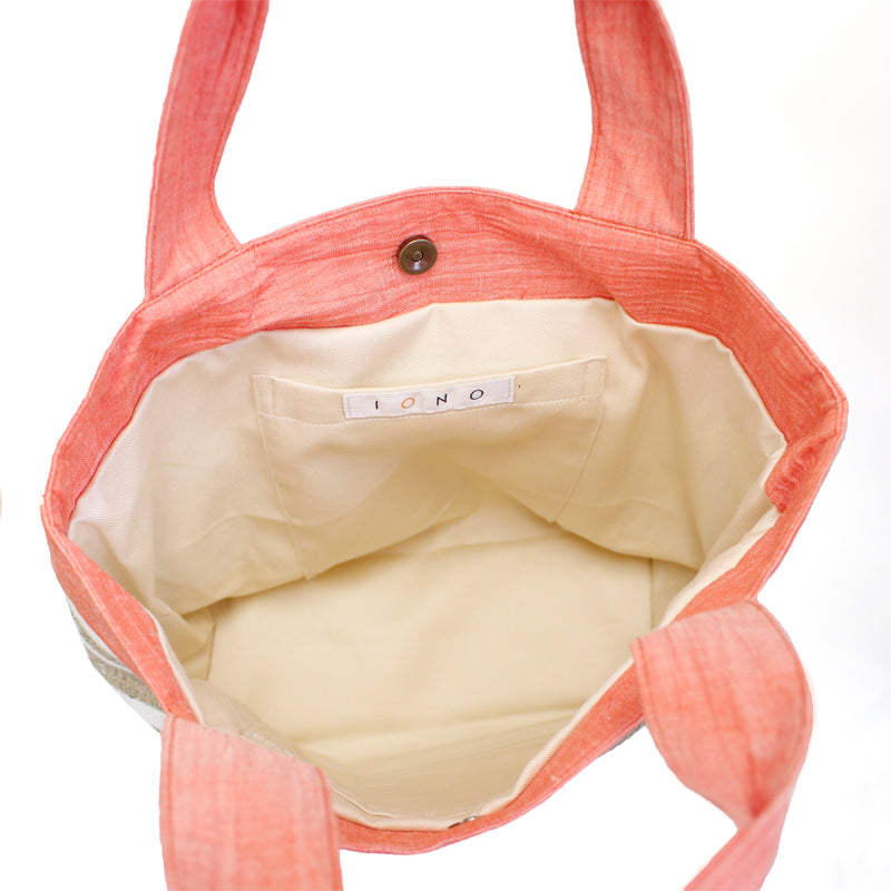 Tote Bag / Ramie / Striped pattern / Scarlet