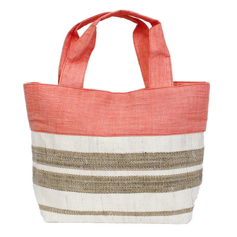 Tote Bag / Ramie / Striped pattern / Scarlet