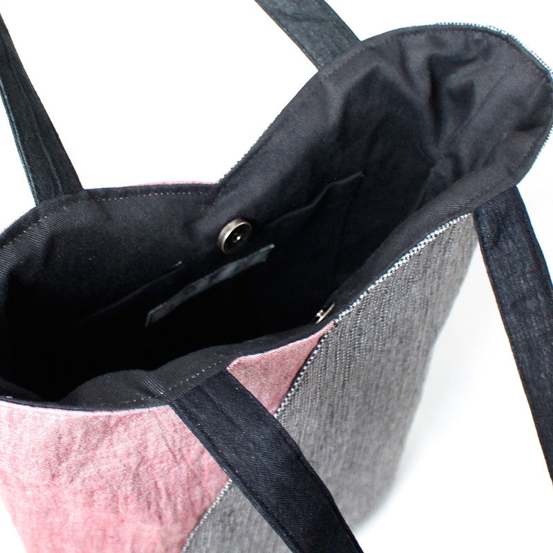 Chijimi Tulip-shaped Bag / Houndstooth / Madder red