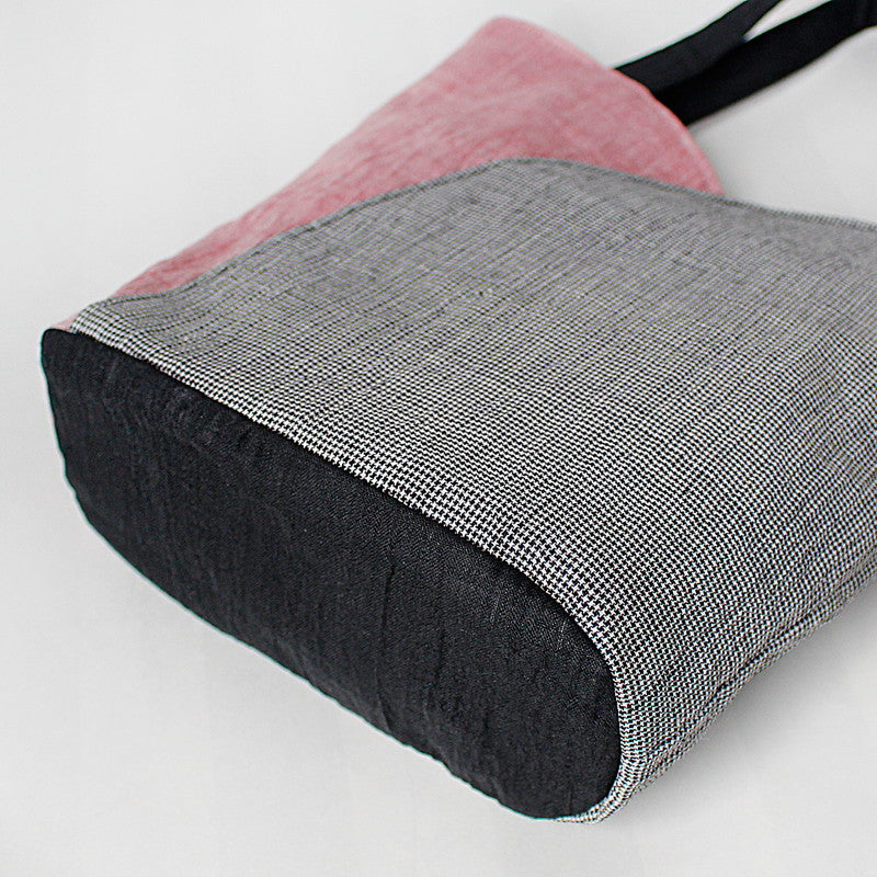 Chijimi Tulip-shaped Bag / Houndstooth / Madder red