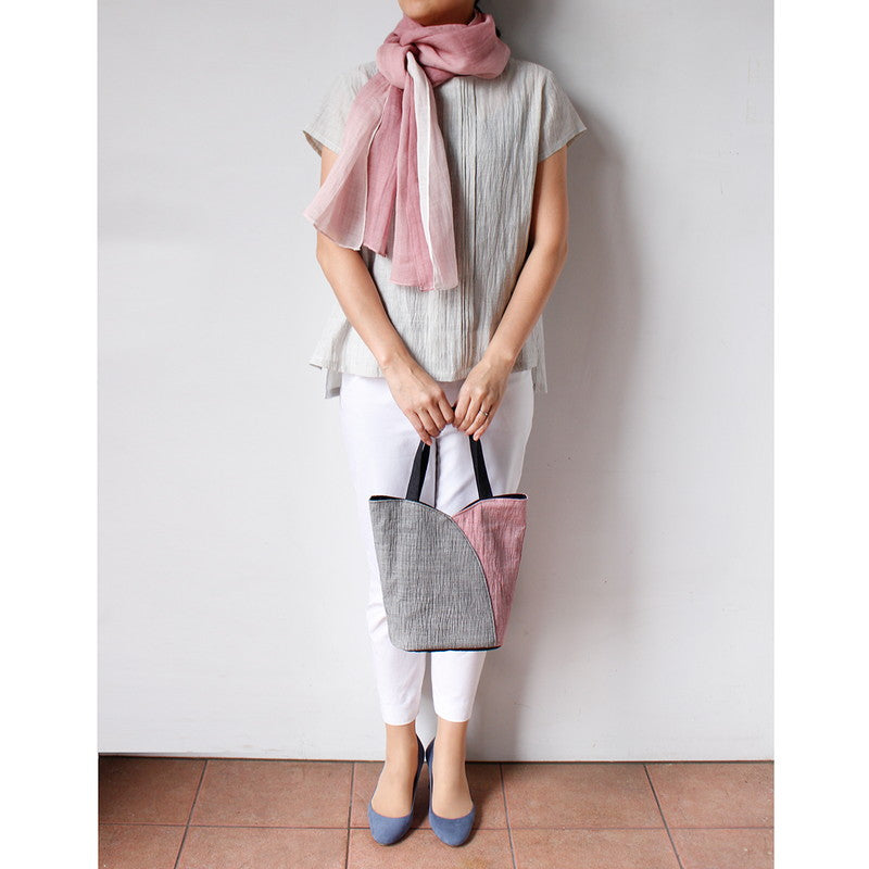 Chijimi Tulip-shaped Bag / Houndstooth / Madder red