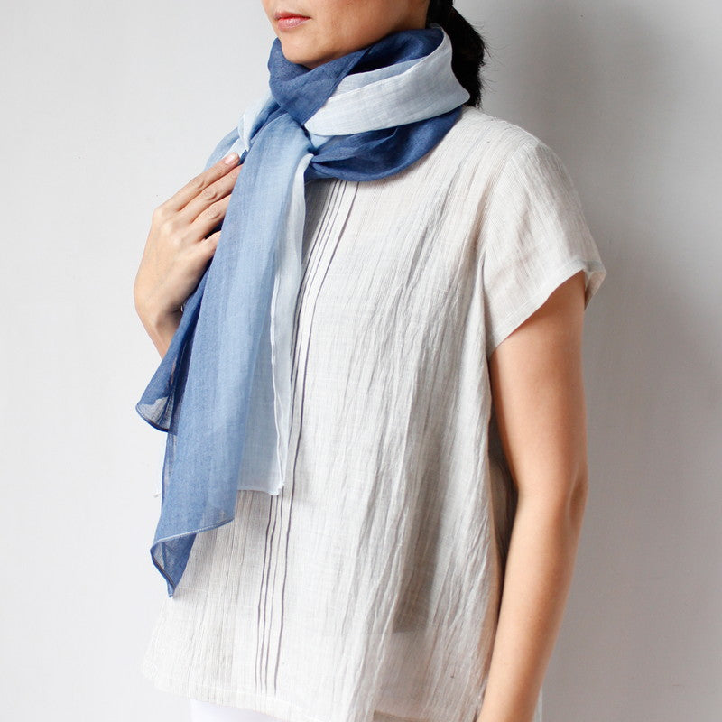 Organdy Stall (Scarf) / Gradation / Blue / Ramie