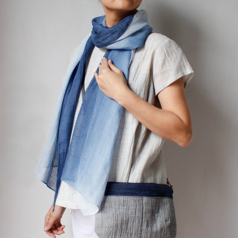 Organdy Stall (Scarf) / Gradation / Blue / Ramie