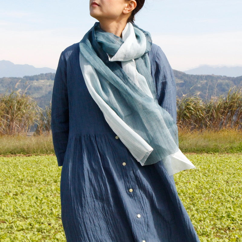 Organdy Stall (Scarf) / Gradation/Green/Ramie