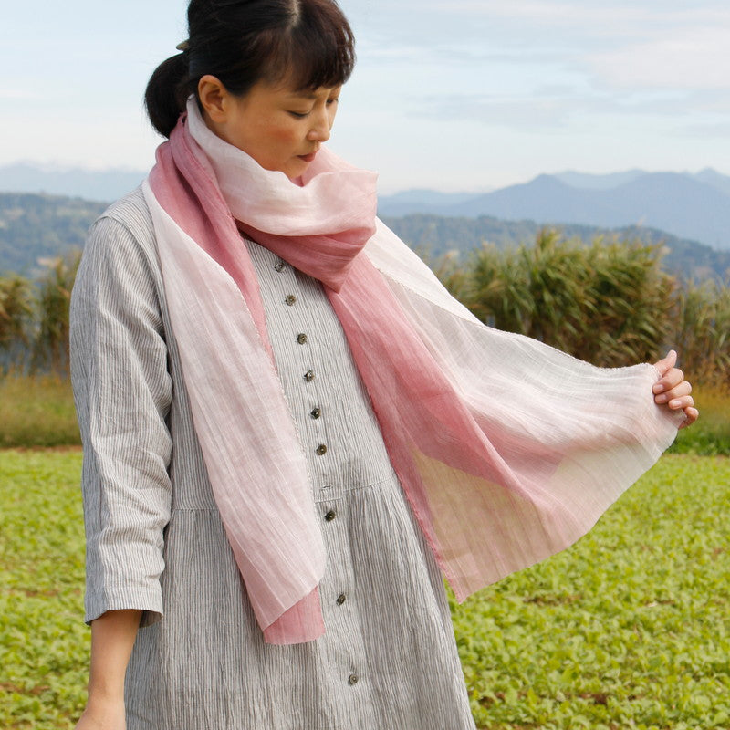 Organdy Stall (Scarf) / Gradation/Pink/Ramie