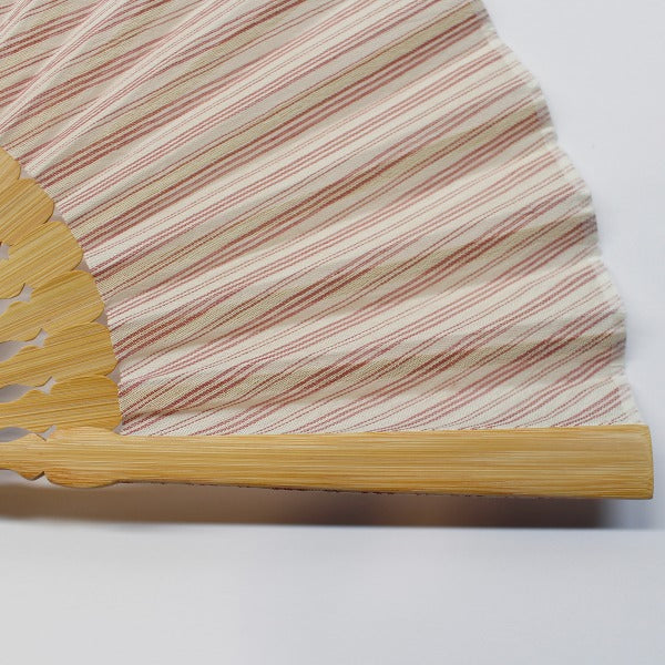 Folding Fan / Ojiya-Chijimi / Striped Pattern / Red