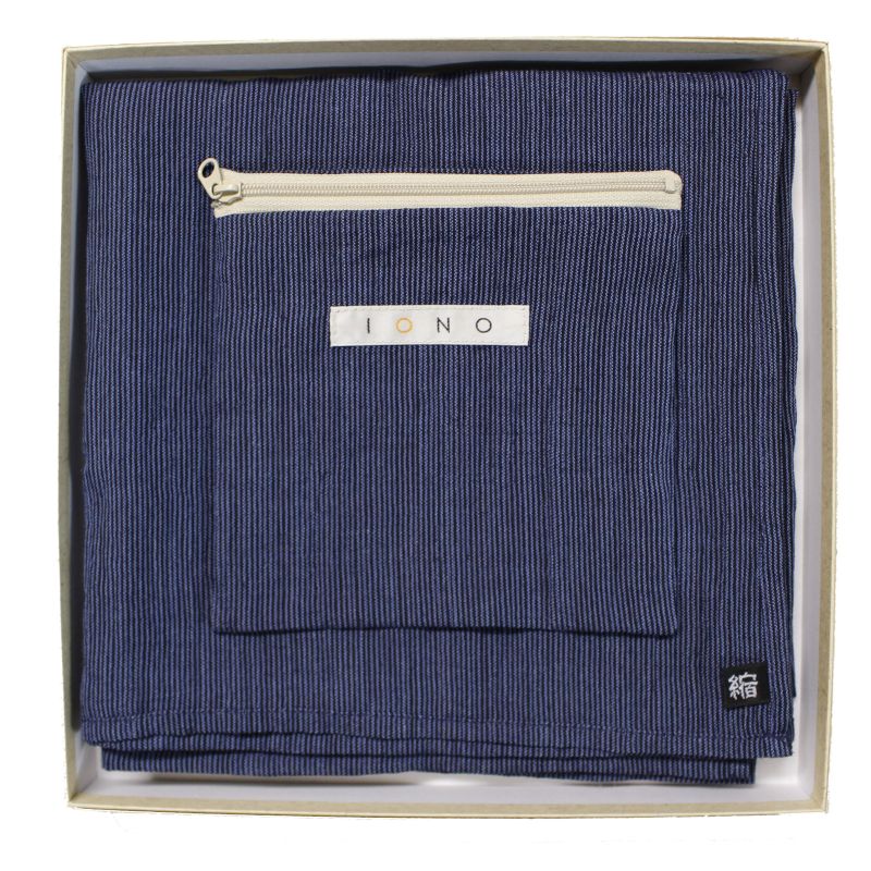 Chijimi Wrapping Cloth (Furoshiki) / Stripe Navy