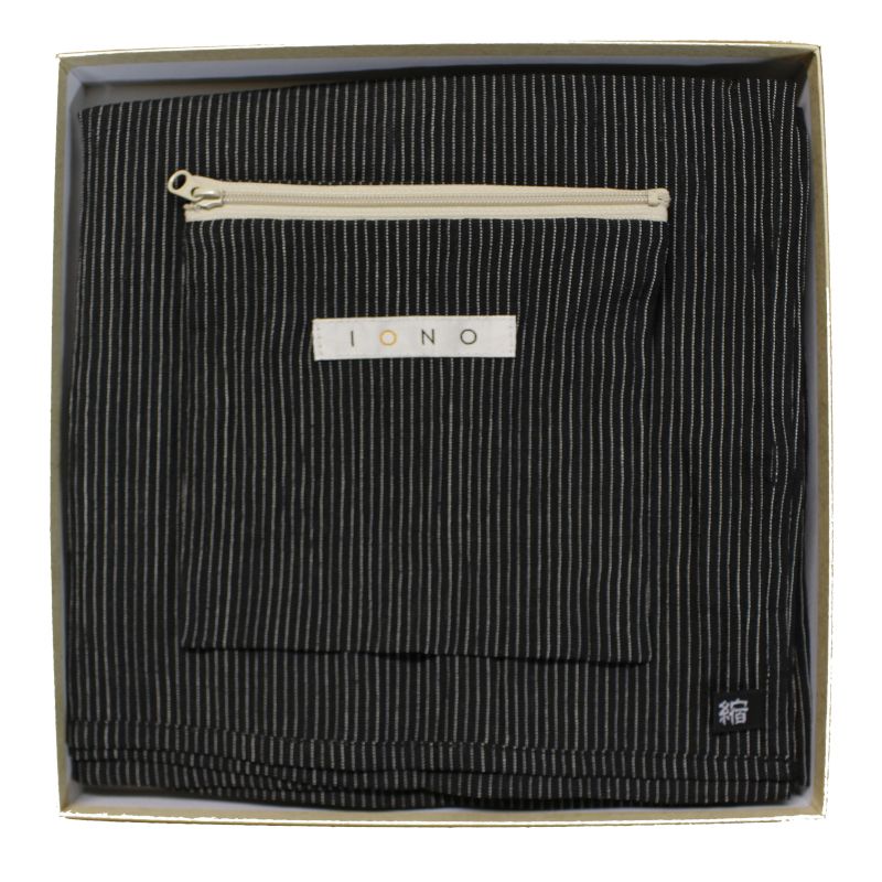 Chijimi Wrapping Cloth (Furoshiki) / Stripe Black