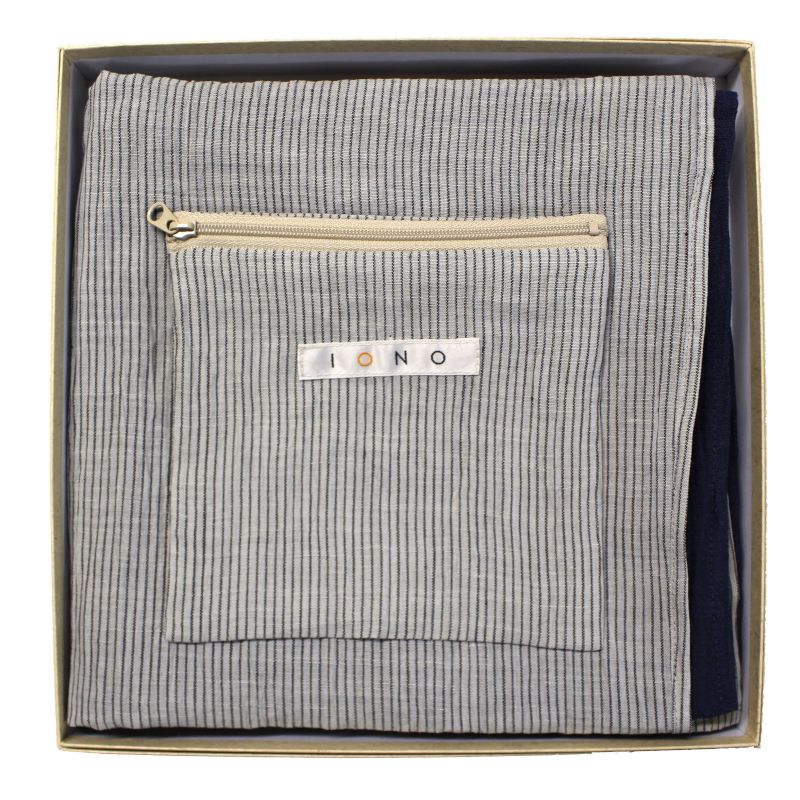 Chijimi Wrapping Cloth (Furoshiki) / StripeGray+Navy