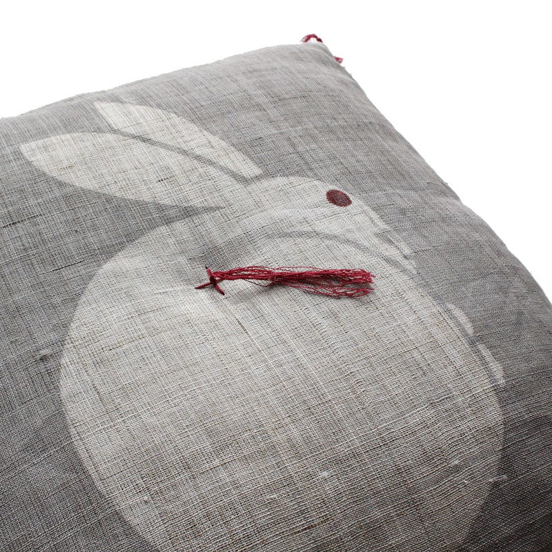 Zabuton (Japanese Cushion) / Ramie / Rabbit / Grey / W42xH45cm