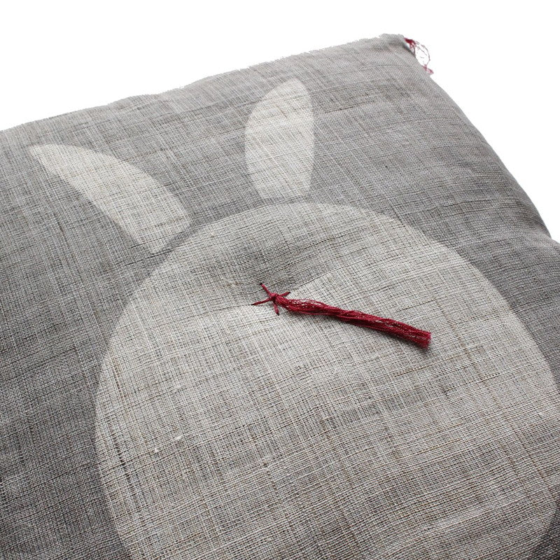 Zabuton (Japanese Cushion) / Ramie / Rabbit / Grey / W42xH45cm