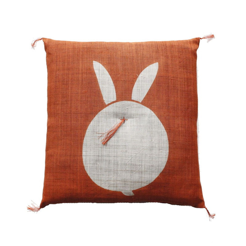 Zabuton (Japanese Cushion) / Ramie / Rabbit / Orange / W42xH45cm
