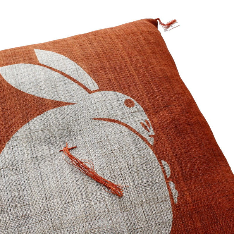 Zabuton (Japanese Cushion) / Ramie / Rabbit / Orange / W42xH45cm