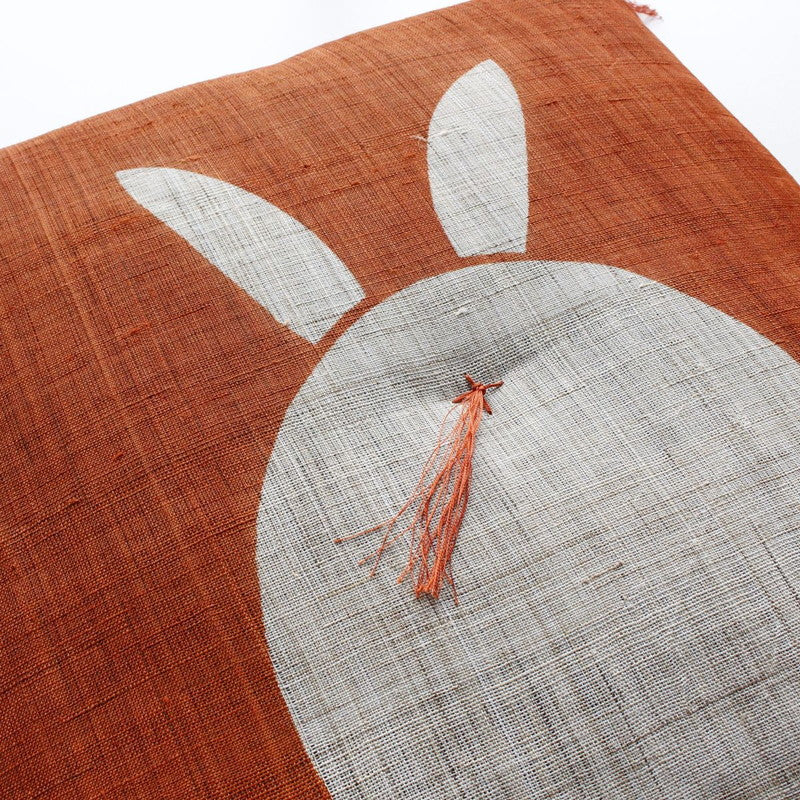 Zabuton (Japanese Cushion) / Ramie / Rabbit / Orange / W42xH45cm