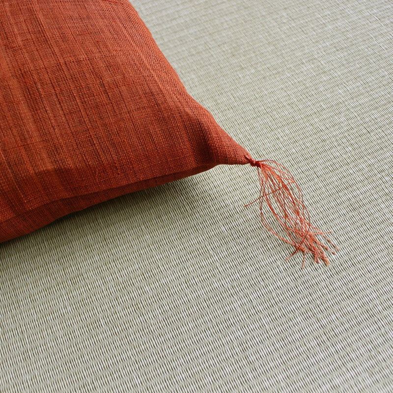 Zabuton (Japanese Cushion) / Ramie / Rabbit / Orange / W42xH45cm