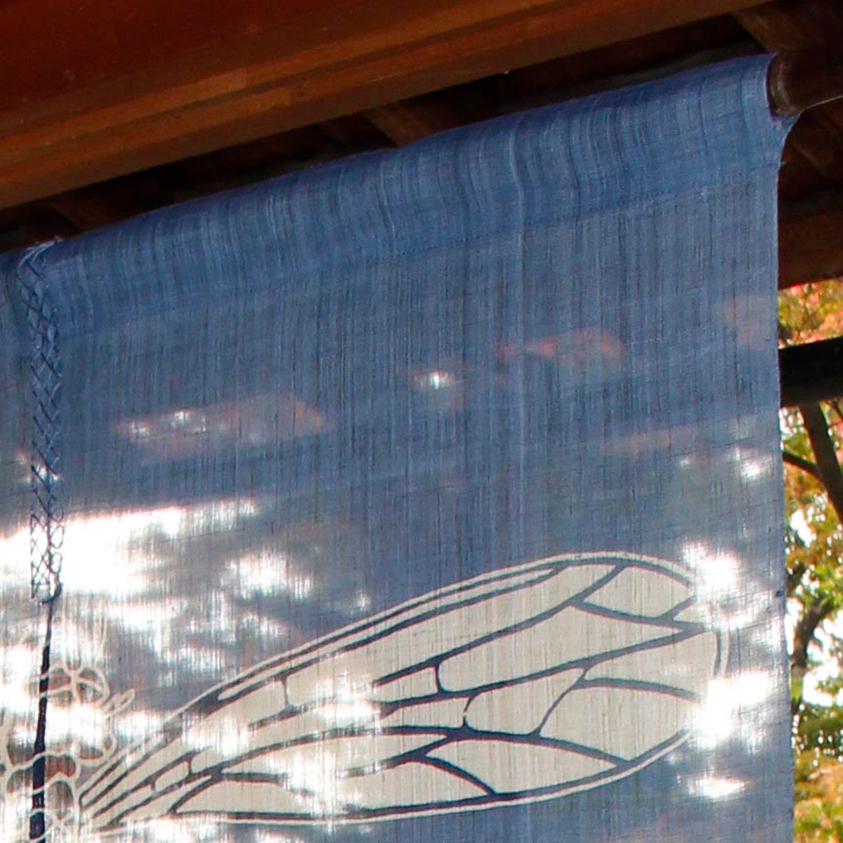 Japanese Curtain (Noren) / Ramie / Dragonfly /  Blue  / W90xH120cm
