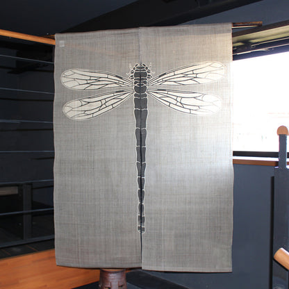 Japanese Curtain (Noren) / Ramie / Dragonfly /  Grey / W90xH120cm