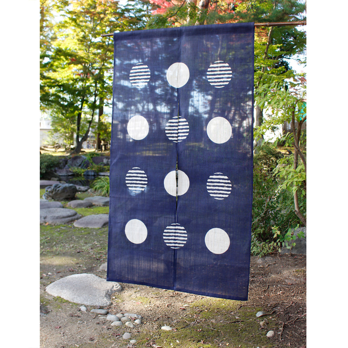 Japanese Curtain (Noren) / Ramie / Circle-Modern / Navy / W84xH150cm