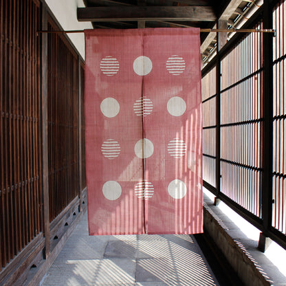 Japanese Curtain (Noren) / Ramie / Circle-Modern / Dark Red / W84xH150cm