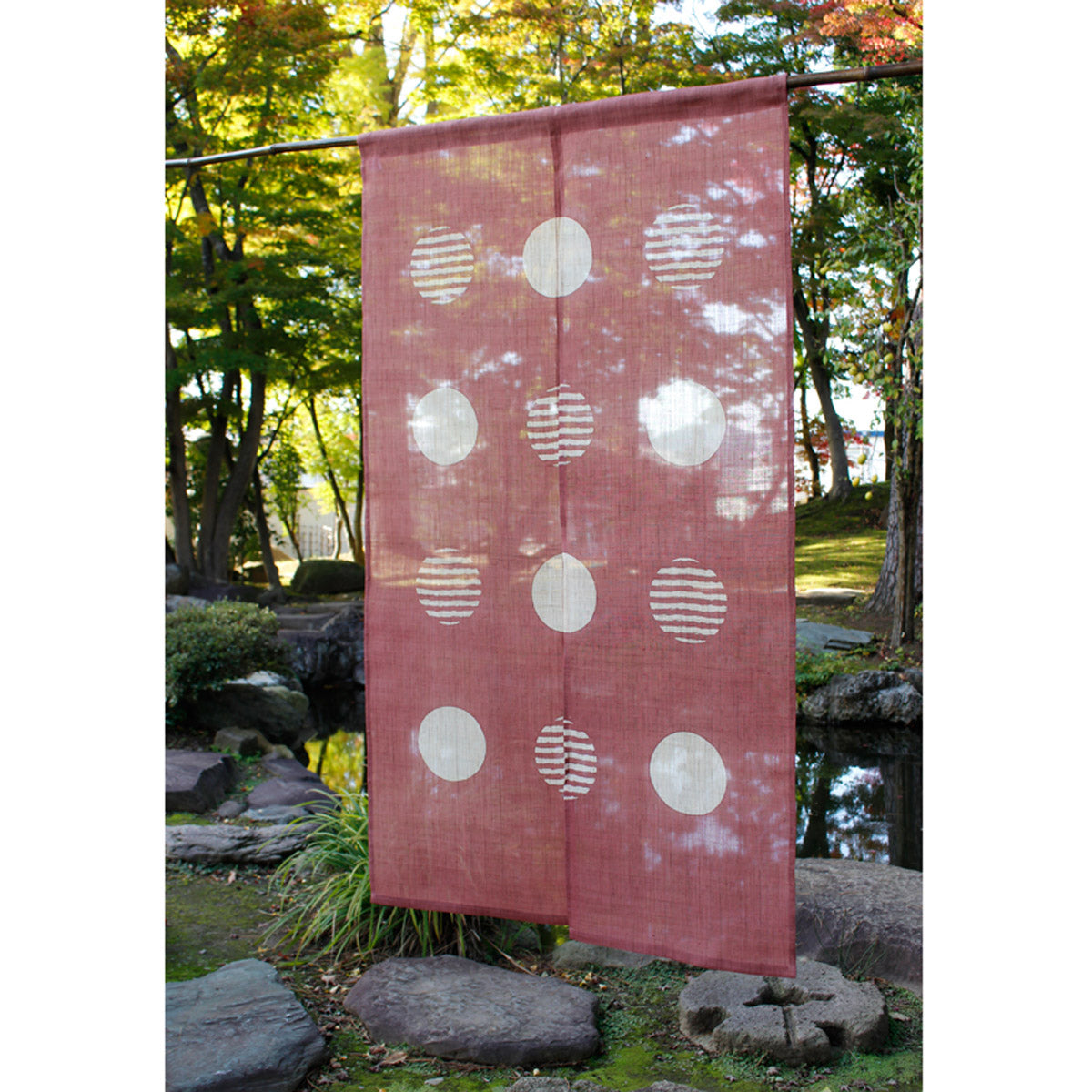 Japanese Curtain (Noren) / Ramie / Circle-Modern / Dark Red / W84xH150cm
