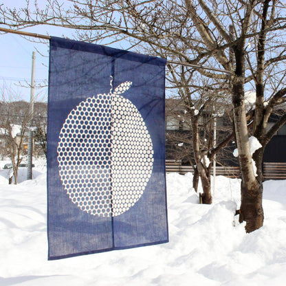 Japanese Curtain (Noren) / Ramie / Kikko Apple / Indigo / W84xH120cm